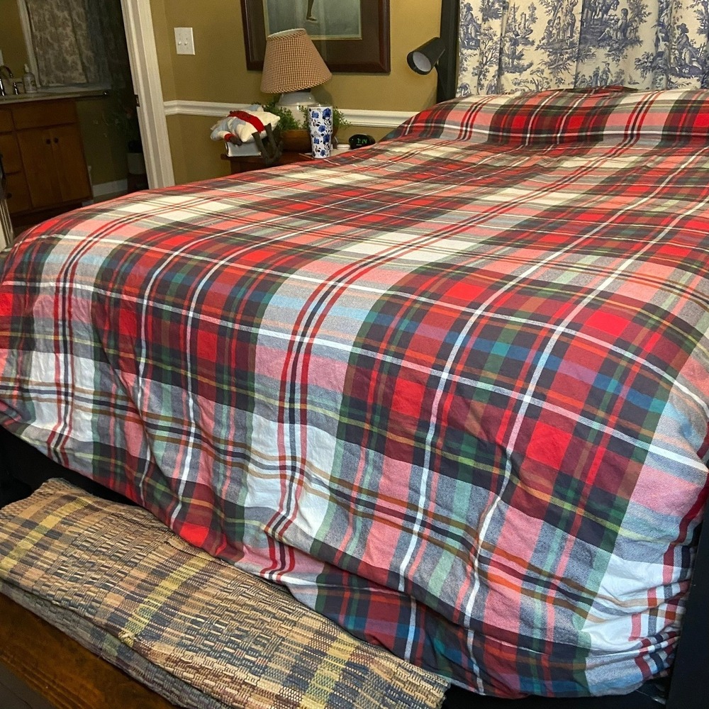 Pottery Barn Plaid Flannel Duvet Cover Full/Queen Classic Tartan READ